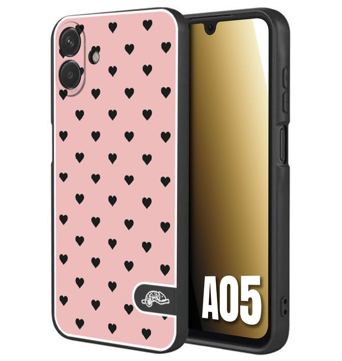 CUSTOMIZZA - Custodia cover nera morbida in tpu compatibile per Samsung A05 cuori pois rosa donna pin up vintage