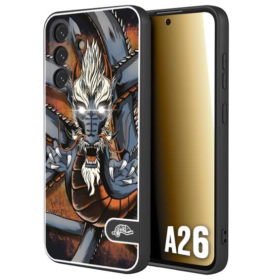 CUSTOMIZZA - Custodia cover nera morbida in tpu compatibile per Samsung A26 drago giapponese tattoo japan dragon