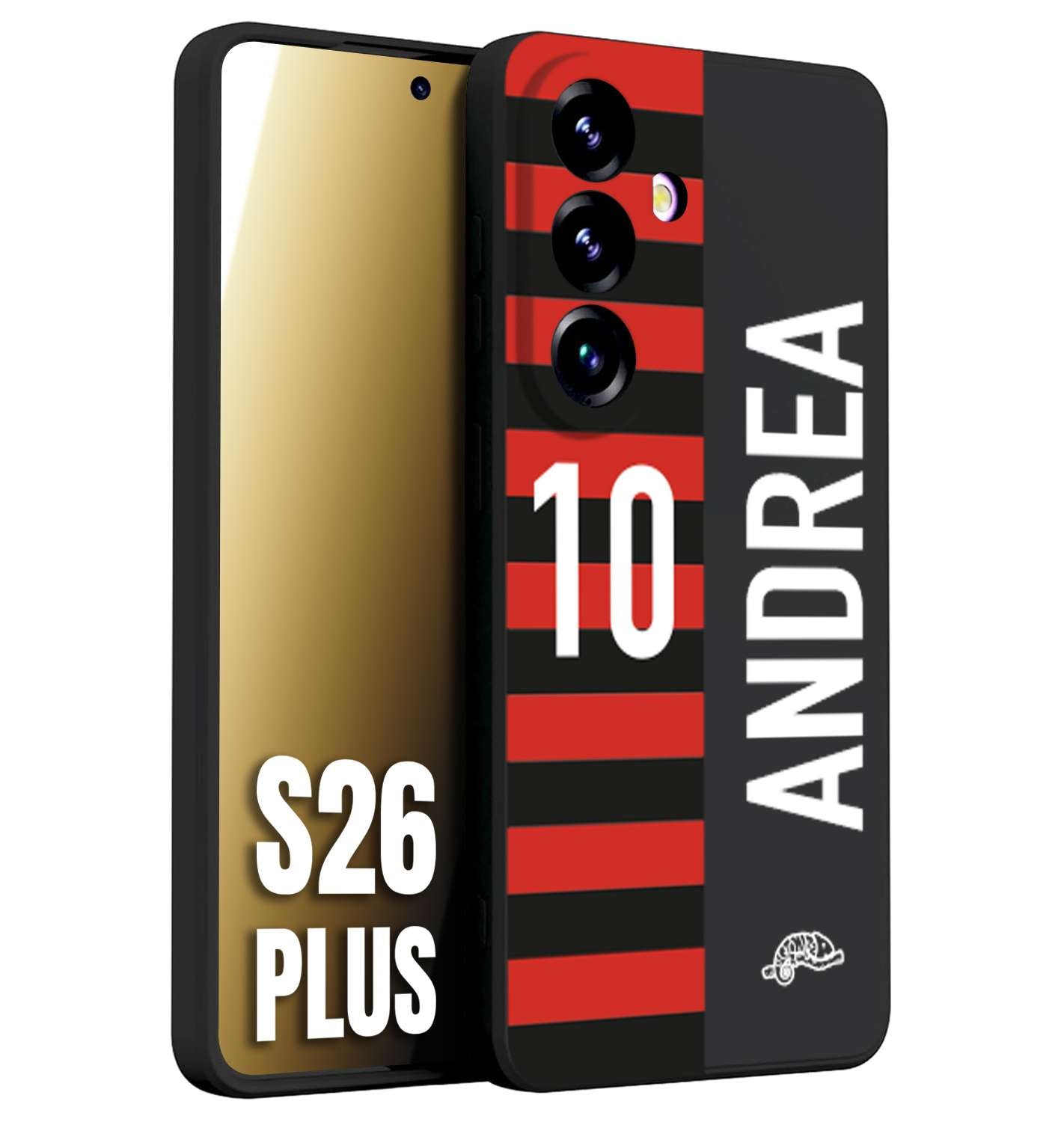 CUSTOMIZZA - Custodia cover nera morbida in tpu compatibile per Samsung S26 PLUS personalizzata calcio football nome e numero calciatori rossonera