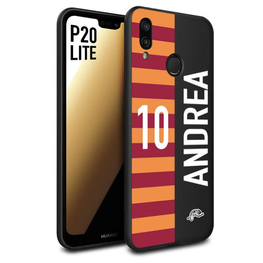 CUSTOMIZZA - Custodia cover nera morbida in tpu compatibile per Huawei P20 LITE personalizzata calcio football nome e numero calciatori giallo rossi