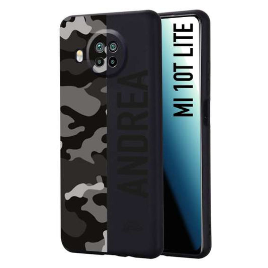 CUSTOMIZZA - Custodia cover nera morbida in tpu compatibile per Xiaomi Mi 10T LITE camouflage mimetico militare personalizzata nome