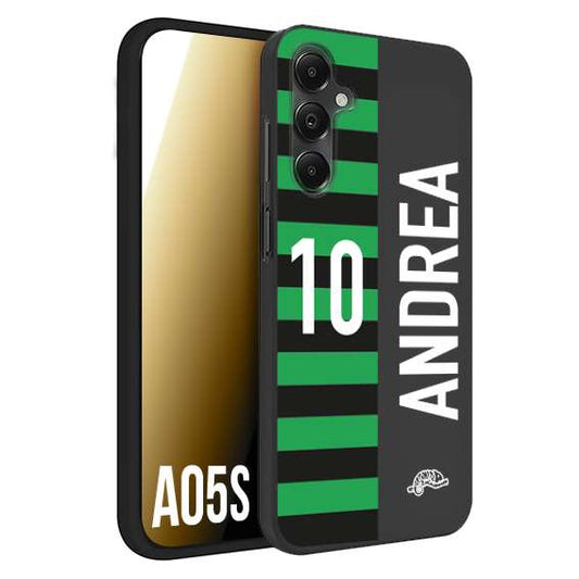 CUSTOMIZZA - Custodia cover nera morbida in tpu compatibile per Samsung A05S personalizzata calcio football nome e numero calciatori neroverde