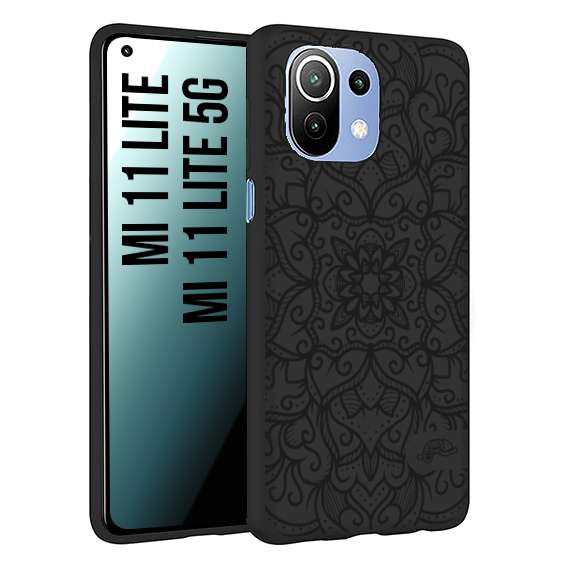 CUSTOMIZZA - Custodia cover nera morbida in tpu compatibile per Xiaomi Mi 11 Lite / Mi 11 Lite 5G mandala nero fiore vedo non vedo donna