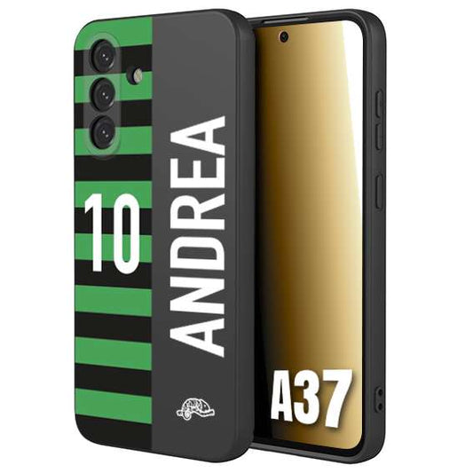 CUSTOMIZZA - Custodia cover nera morbida in tpu compatibile per Samsung A37 personalizzata calcio football nome e numero calciatori neroverde