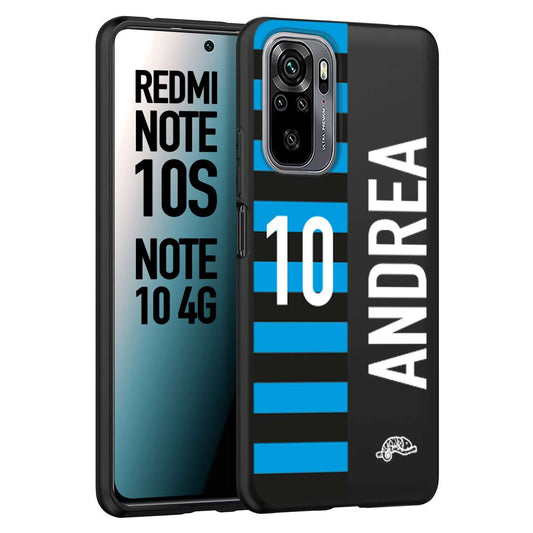 CUSTOMIZZA - Custodia cover nera morbida in tpu compatibile per Xiaomi Redmi Note 10S personalizzata calcio football nome e numero calciatori nerazzurra