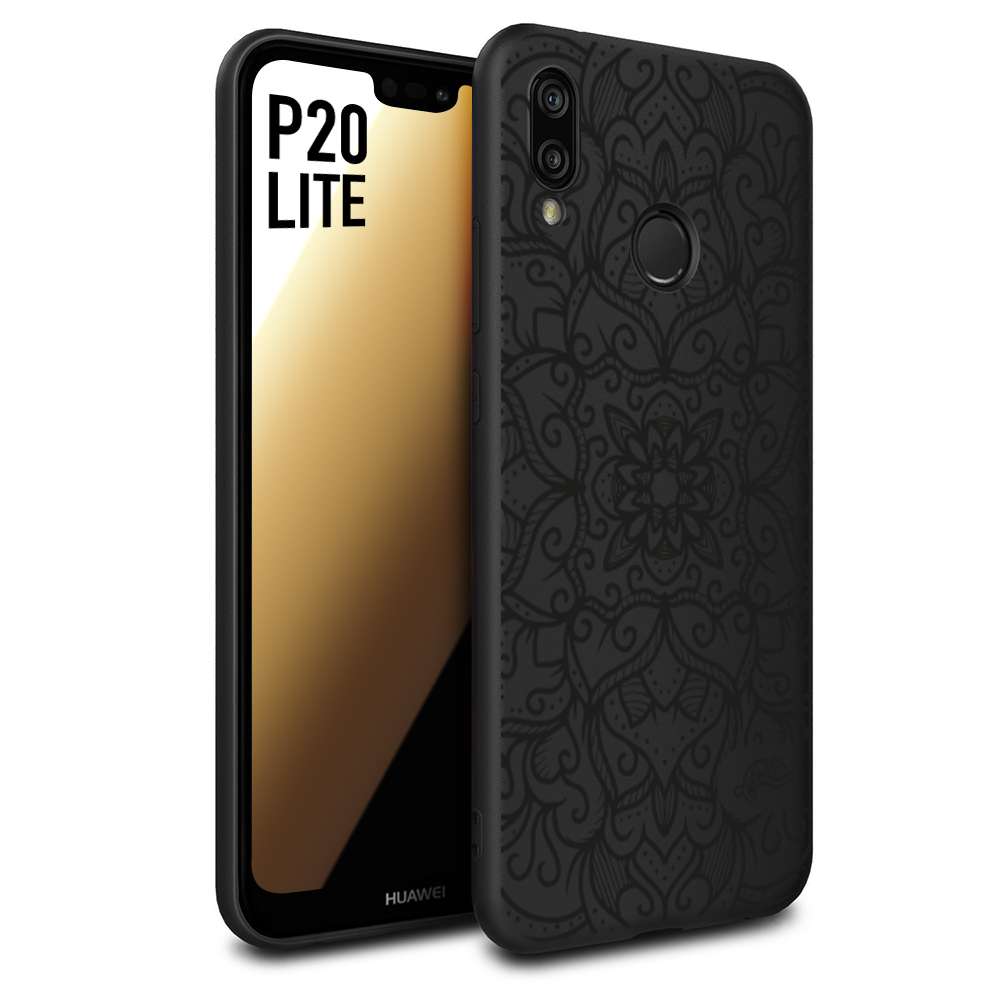 CUSTOMIZZA - Custodia cover nera morbida in tpu compatibile per Huawei P20 LITE mandala nero fiore vedo non vedo donna