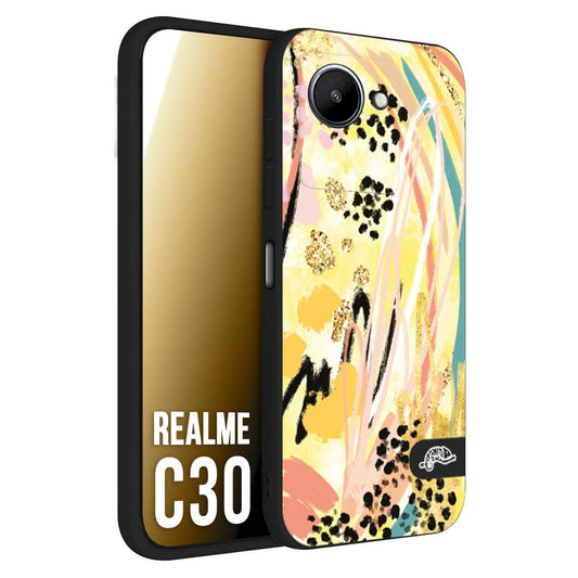 CUSTOMIZZA - Custodia cover nera morbida in tpu compatibile per Oppo Realme C30 astratti donna flower fantasia estate gialla rosa leopardata