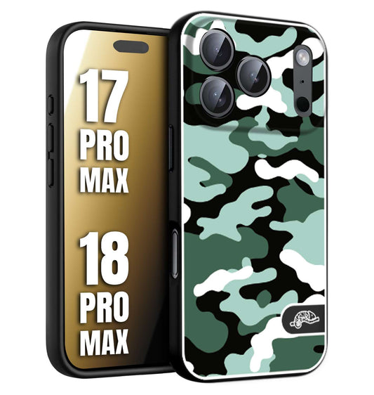 CUSTOMIZZA - Custodia cover nera morbida in tpu compatibile per iPhone 17 PRO MAX - 18 PRO MAX camouflage mimetico militare verde green