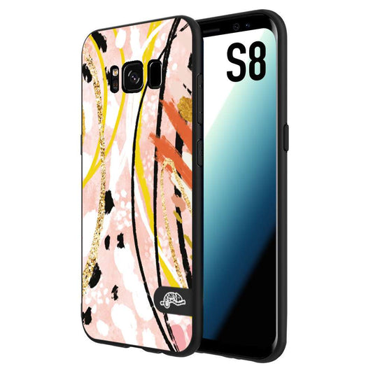 CUSTOMIZZA - Custodia cover nera morbida in tpu compatibile per Samsung S8 fiori astratti donna zebrato leopardato fantasia dorata gialla rosa colorata