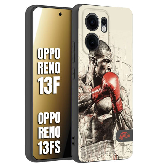 CUSTOMIZZA - Custodia cover nera morbida in tpu compatibile per Oppo Reno 13 F pugilato pugili disegno tattoo guantoni box sport ring