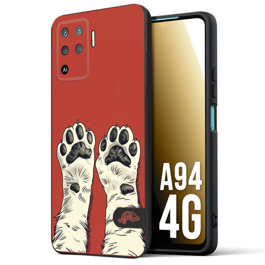 CUSTOMIZZA - Custodia cover nera morbida in tpu compatibile per Oppo A94 4G zampe di gatto cat paws rossa red disegnata fumetto cartoon