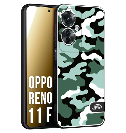 CUSTOMIZZA - Custodia cover nera morbida in tpu compatibile per Oppo Reno 11 F 5G camouflage mimetico militare verde green