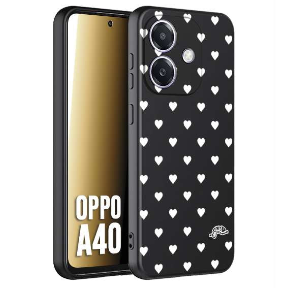 CUSTOMIZZA - Custodia cover nera morbida in tpu compatibile per Oppo A40 cuori pois bianchi donna pin up vintage