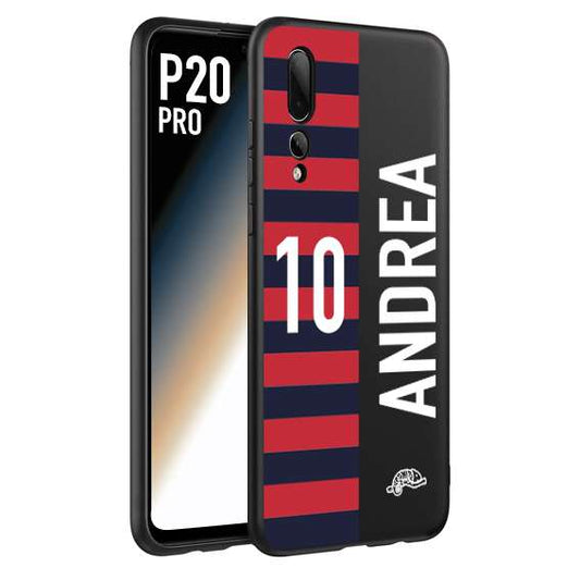 CUSTOMIZZA - Custodia cover nera morbida in tpu compatibile per Huawei P20 PRO personalizzata calcio football nome e numero calciatori rossoblu