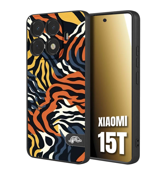 CUSTOMIZZA - Custodia cover nera morbida in tpu compatibile per Xiaomi 15T leopardato maculato tigrato tiger colorata gialla blu arancio