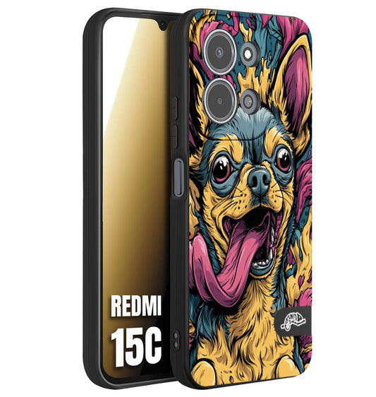 CUSTOMIZZA - Custodia cover nera morbida in tpu compatibile per Xiaomi Redmi 15C Chihuahua illustrazione cane pop art cane street art cartone animato