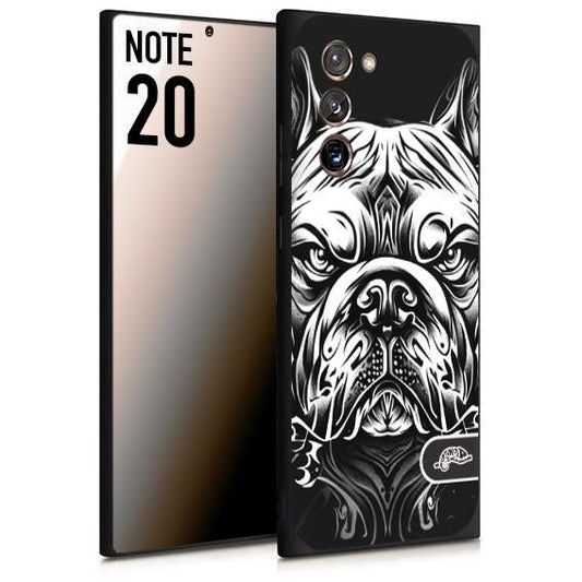 CUSTOMIZZA - Custodia cover nera morbida in tpu compatibile per Samsung NOTE 20 bulldog bianco a rilievo disegnato tattoo tatuaggio