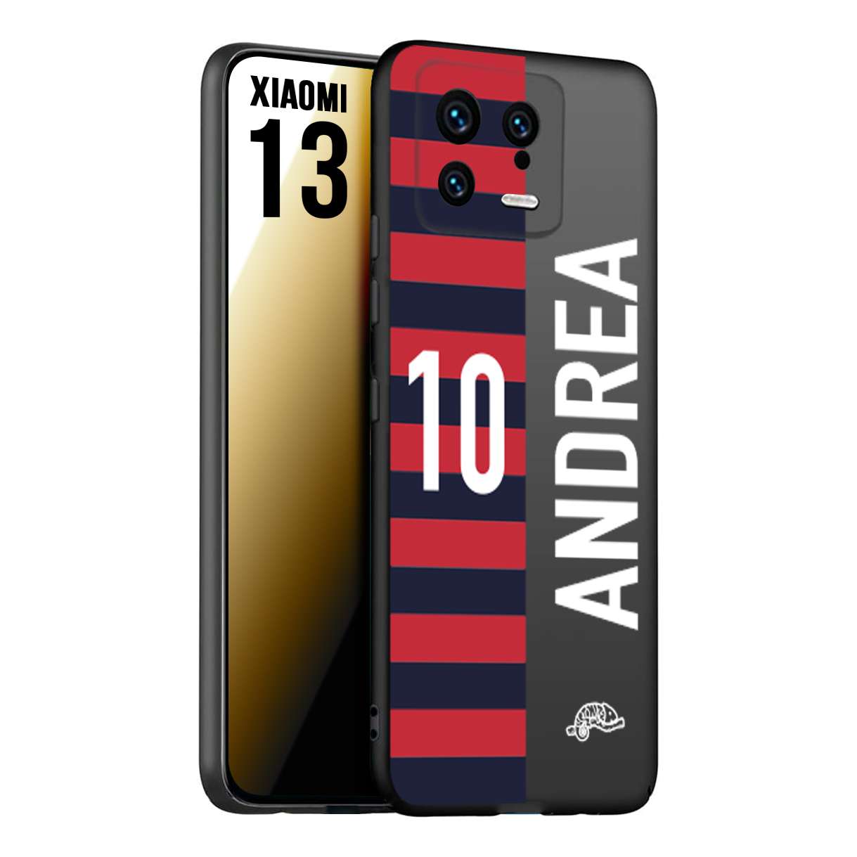 CUSTOMIZZA - Custodia cover nera morbida in tpu compatibile per Xiaomi 13 personalizzata calcio football nome e numero calciatori rossoblu