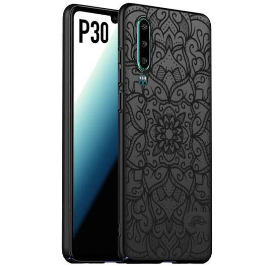 CUSTOMIZZA - Custodia cover nera morbida in tpu compatibile per Huawei P30 mandala nero fiore vedo non vedo donna