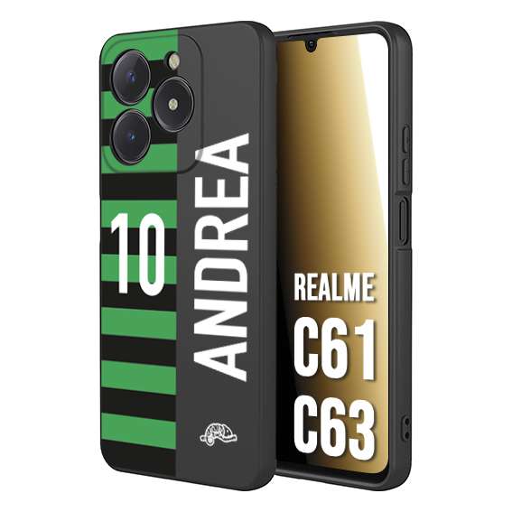 CUSTOMIZZA - Custodia cover nera morbida in tpu compatibile per Oppo C61 - C63 personalizzata calcio football nome e numero calciatori neroverde
