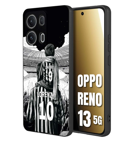 CUSTOMIZZA - Custodia cover nera morbida in tpu compatibile per Oppo Reno 13 5G personalizzata calcio football nome e numero calciatori bianconeri bianca e nera