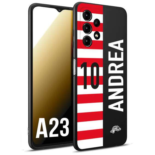 CUSTOMIZZA - Custodia cover nera morbida in tpu compatibile per Samsung A23 personalizzata calcio football nome e numero calciatori bianco rossa