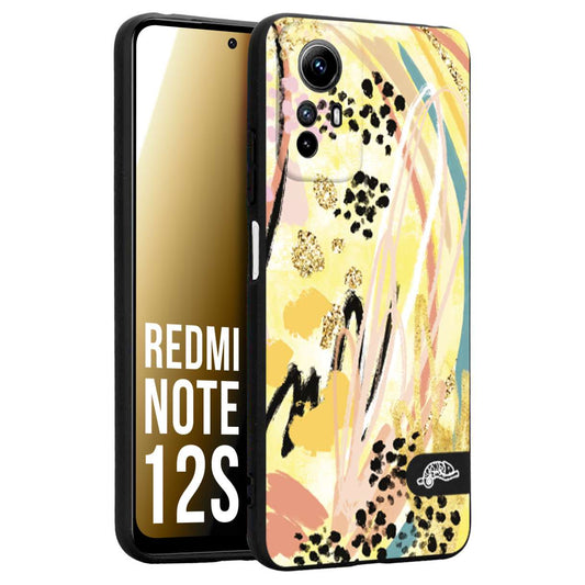 CUSTOMIZZA - Custodia cover nera morbida in tpu compatibile per Xiaomi Redmi Note 12S astratti donna flower fantasia estate gialla rosa leopardata