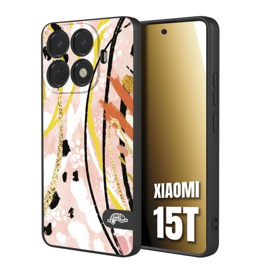 CUSTOMIZZA - Custodia cover nera morbida in tpu compatibile per Xiaomi 15T fiori astratti donna zebrato leopardato fantasia dorata gialla rosa colorata