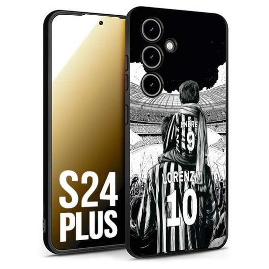 CUSTOMIZZA - Custodia cover nera morbida in tpu compatibile per Samsung S24 PLUS personalizzata calcio football nome e numero calciatori bianconeri bianca e nera