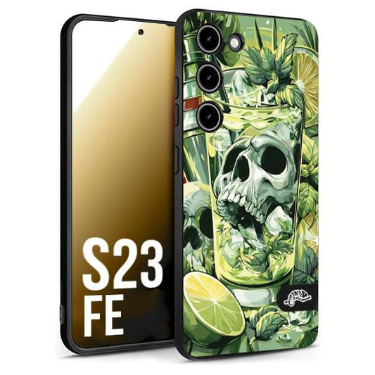 CUSTOMIZZA - Custodia cover nera morbida in tpu compatibile per Samsung S23 FE Mojito cocktail teschio illustrazione drink lime menta ghiacci tropicale street art