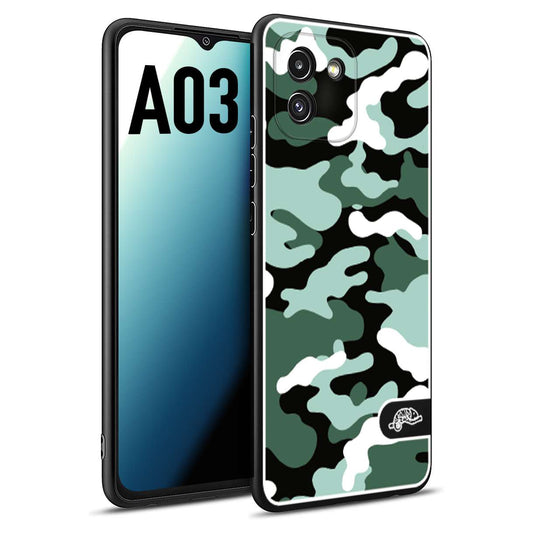 CUSTOMIZZA - Custodia cover nera morbida in tpu compatibile per Samsung A03 camouflage mimetico militare verde green