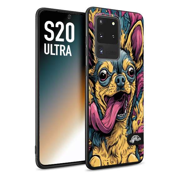 CUSTOMIZZA - Custodia cover nera morbida in tpu compatibile per Samsung S20 ULTRA Chihuahua illustrazione cane pop art cane street art cartone animato