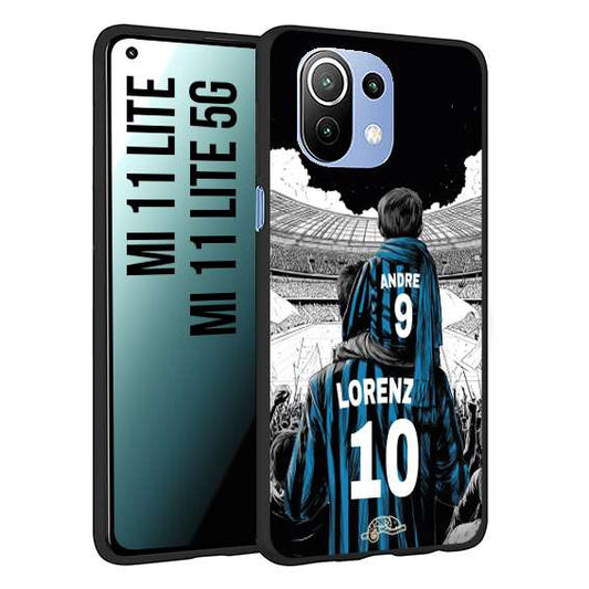 CUSTOMIZZA - Custodia cover nera morbida in tpu compatibile per Xiaomi Mi 11 Lite / Mi 11 Lite 5G personalizzata calcio football padre e figlio calciatori nerazzurra