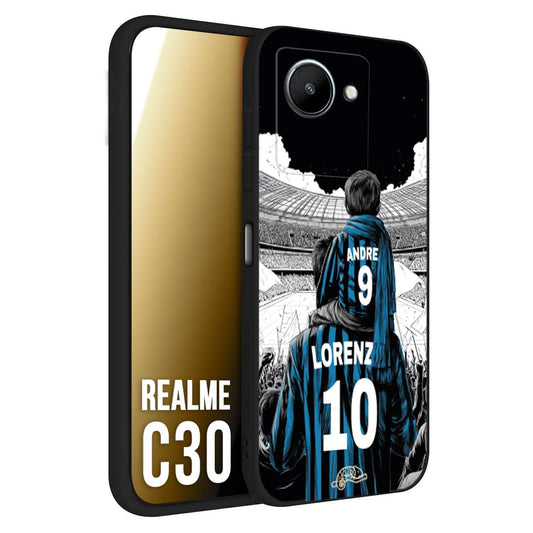 CUSTOMIZZA - Custodia cover nera morbida in tpu compatibile per Realme C30 personalizzata calcio football padre e figlio calciatori nerazzurra