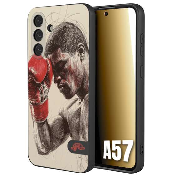 CUSTOMIZZA - Custodia cover nera morbida in tpu compatibile per Samsung A57 pugilato pugili disegno tattoo guantoni boxer pesi massimi