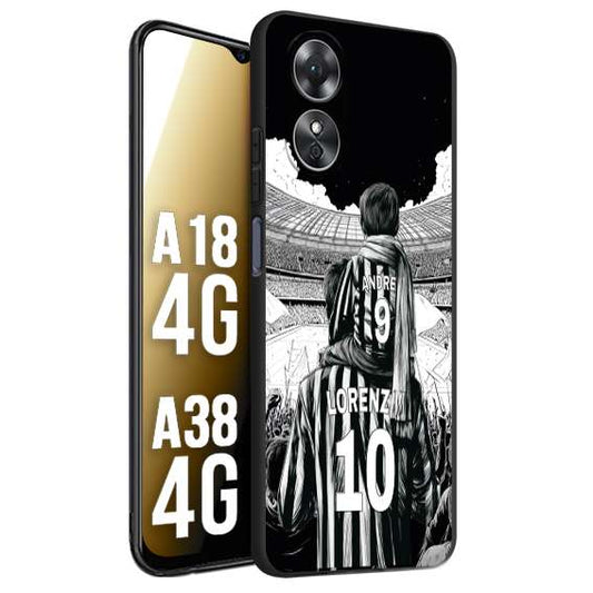 CUSTOMIZZA - Custodia cover nera morbida in tpu compatibile per Oppo A18 4G - A38 4G personalizzata calcio football nome e numero calciatori bianconeri bianca e nera