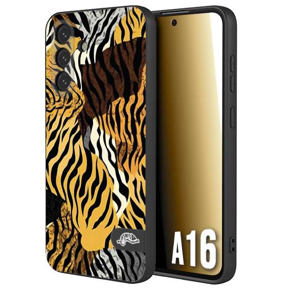 CUSTOMIZZA - Custodia cover nera morbida in tpu compatibile per Samsung A16 leopardato tigrato tiger colorata donna fashion estate
