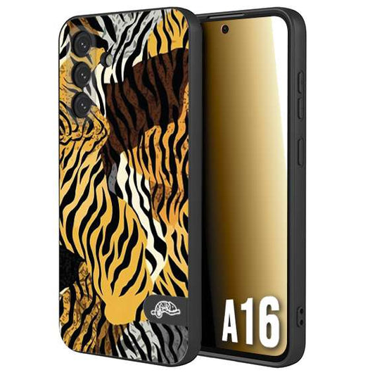 CUSTOMIZZA - Custodia cover nera morbida in tpu compatibile per Samsung A16 leopardato tigrato tiger colorata donna fashion estate