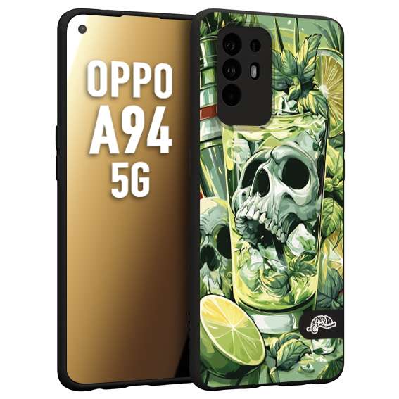 CUSTOMIZZA - Custodia cover nera morbida in tpu compatibile per Oppo A94 5G Mojito cocktail teschio illustrazione drink lime menta ghiacci tropicale street art