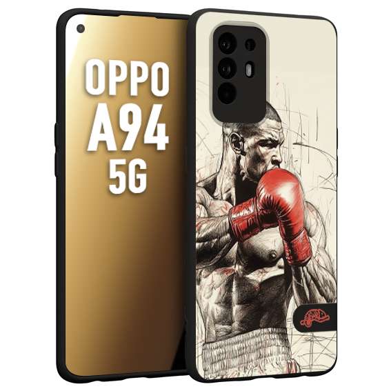 CUSTOMIZZA - Custodia cover nera morbida in tpu compatibile per Oppo A94 5G pugilato pugili disegno tattoo guantoni box sport ring
