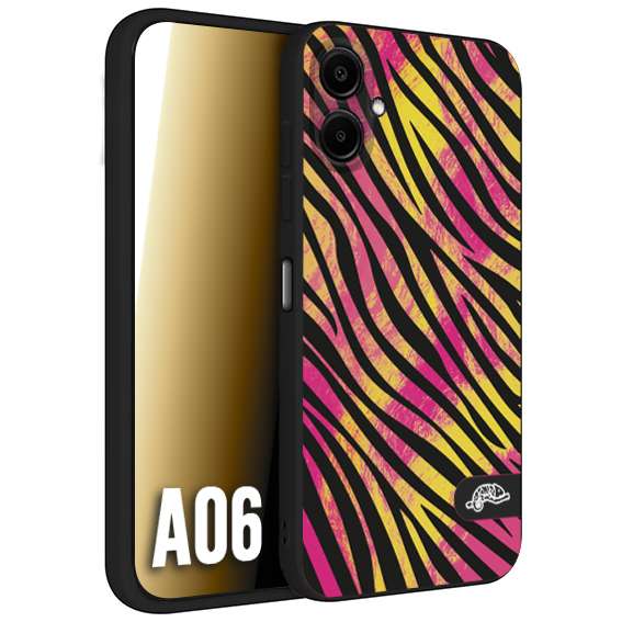 CUSTOMIZZA - Custodia cover nera morbida in tpu compatibile per Samsung A06 zebrata maculata a rilievo soft touch donna fucsia gialla