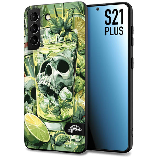 CUSTOMIZZA - Custodia cover nera morbida in tpu compatibile per Samsung S21 PLUS Mojito cocktail teschio illustrazione drink lime menta ghiacci tropicale street art