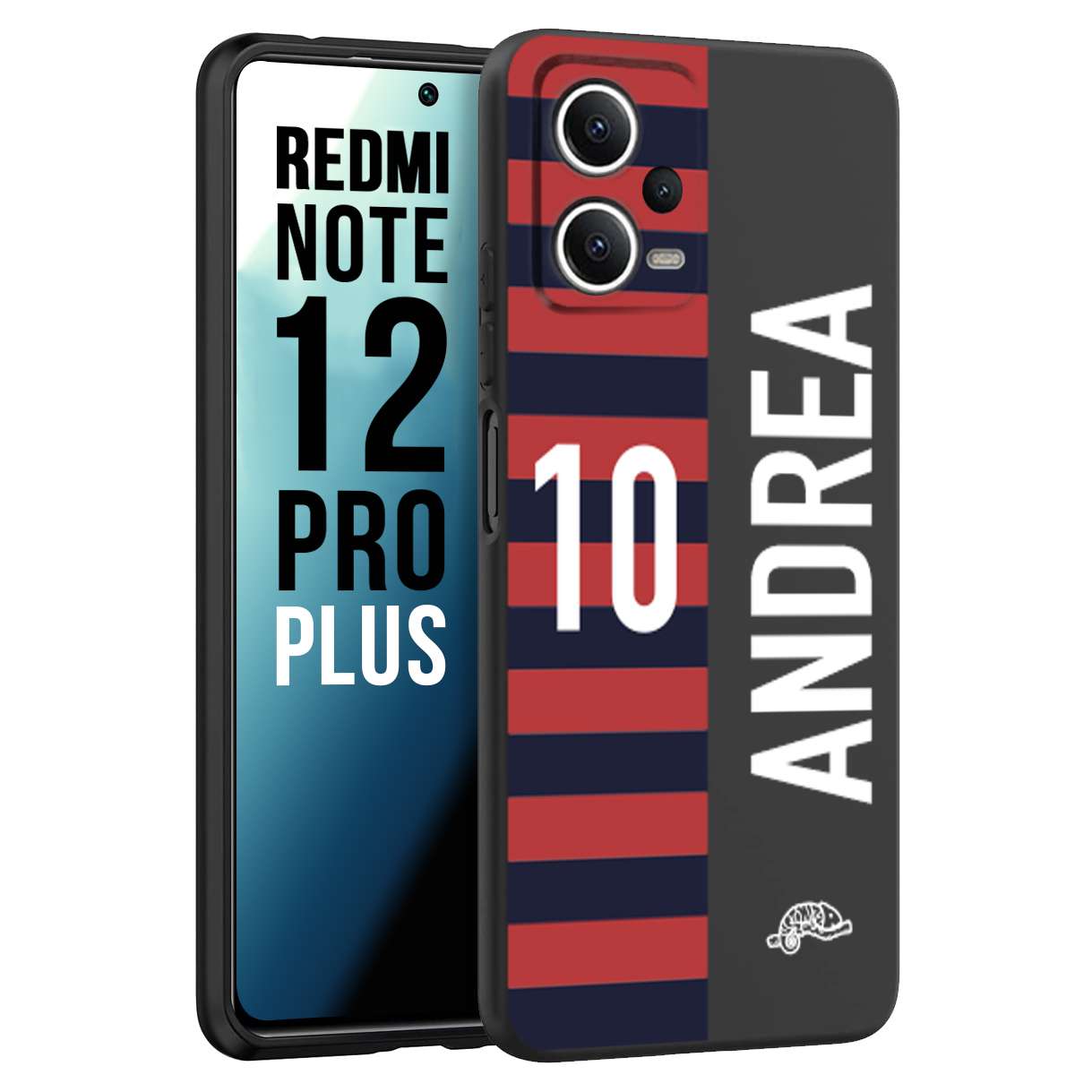 CUSTOMIZZA - Custodia cover nera morbida in tpu compatibile per Xiaomi Redmi Note 12 PRO PLUS personalizzata calcio football nome e numero calciatori rossoblu