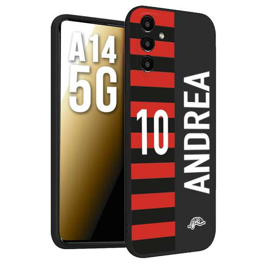 CUSTOMIZZA - Custodia cover nera morbida in tpu compatibile per Samsung A14 5G personalizzata calcio football nome e numero calciatori rossonera