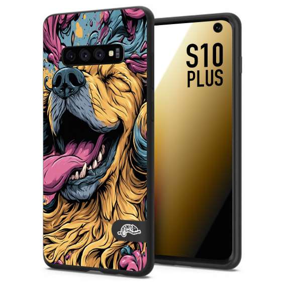 CUSTOMIZZA - Custodia cover nera morbida in tpu compatibile per Samsung S10 PLUS Golden Retriever illustrazione cane pop art cane street art cartone animato