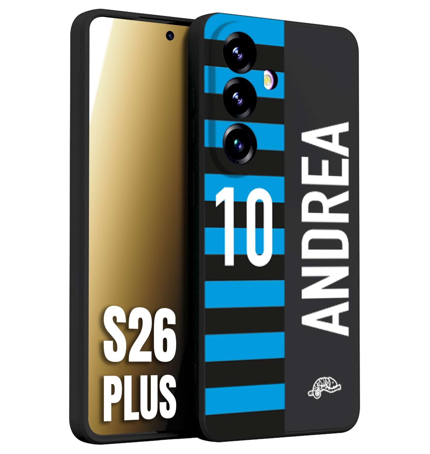 CUSTOMIZZA - Custodia cover nera morbida in tpu compatibile per Samsung S26 PLUS personalizzata calcio football nome e numero calciatori nerazzurra