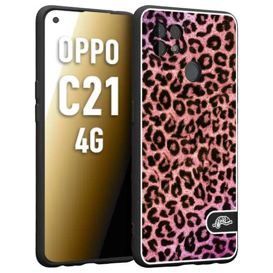 CUSTOMIZZA - Custodia cover nera morbida in tpu compatibile per Realme C21 4G leopardato maculato donna rosa leopard