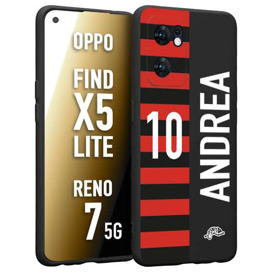 CUSTOMIZZA - Custodia cover nera morbida in tpu compatibile per Oppo Reno 7 - Find X5 LITE personalizzata calcio football nome e numero calciatori rossonera