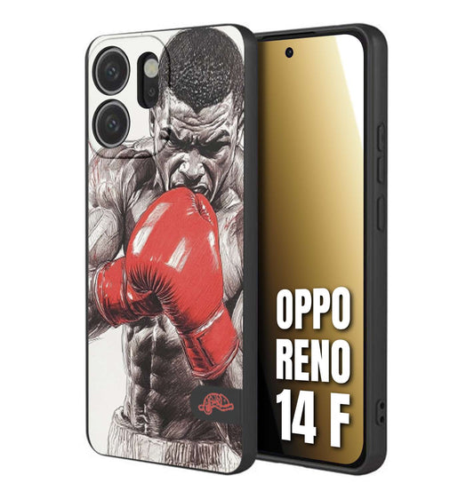 CUSTOMIZZA - Custodia cover nera morbida in tpu compatibile per Oppo Reno 14 F pugilato pugili disegno tattoo guantoni box pesi massimi gancio