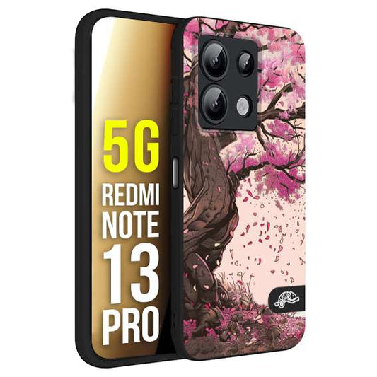 CUSTOMIZZA - Custodia cover nera morbida in tpu compatibile per Xiaomi Redmi Note 13 PRO 5G giapponese colori morbidi fiori di ciliegio rosa disegnata